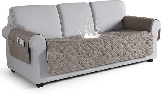 VANSOFY Waterproof Couch Cover for Pets, Khaki, 67.3" | Non-Slip, Washable, Utility Pockets, Pet Friendly, Furniture Protector Slipcover for 3 Cushion Couch by VANSOFYFURNITURECOVERS