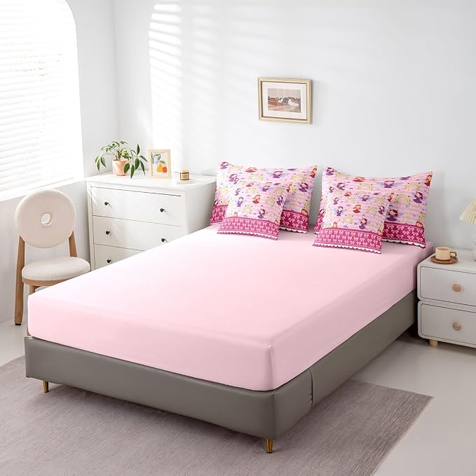Erosebridal 7 Piece Magical Princess Kids Comforter Set King Bed in a Bag,Rainbow Girls Bedding Set for Child,Dreamy Pink Bowknot Sheet Set,Girly Cute Bow Bed Set,Pale Pink Stripes Duvet Insert - Image 5