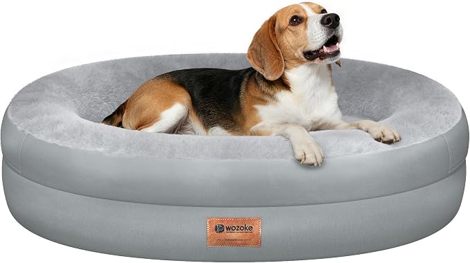 Waterproof Orthopedic Dog Bed for Medium Dogs, Silver | Supportive Crate Foam Relieves Joint Pressure, 360°Bolsters, Waterproof Inner,Washable Cover, Non-slip Bottom by Wozoke