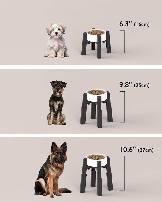 CZPET Dog Bowl Stand with Adjustable Height and Width [2 Pack, Stand Only] | Elevated Pet Water & Food Bowl for Medium Dogs, Stable and Anti-Slip Raised Bowl - Image 6