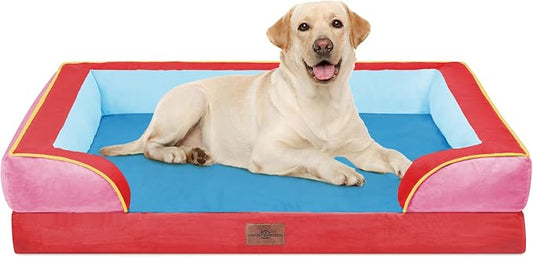 Comfort Expression Orthopedic Dog Bed for Extra Large Dogs with Bolster | Waterproof Dog Couch Bed with Washable Cover & Non-Slip Bottom, Supportive Egg Crate Foam XL Pet Bed, 42x30 Inch by ComfortExpression