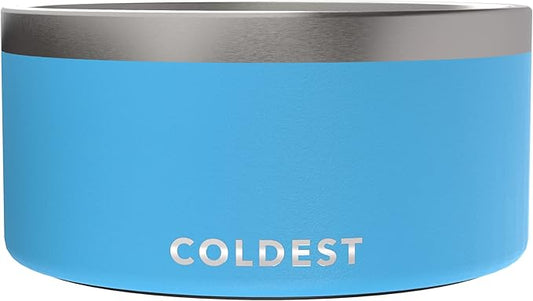 Coldest Dog Bowl - Anti Rust Metal, Non Slip, 3 Layers Insulated Stainless Steel Dog Bowls - Spill Proof & Heavy Duty - Water Bowl for Dogs, Cats & Pets, Dish Washer Safe (200 oz, Celestial Blue) by Coldest