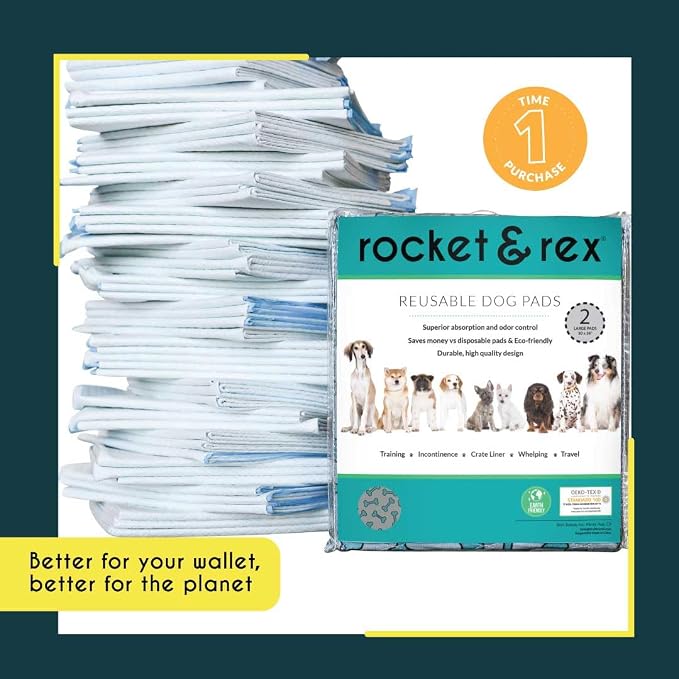 rocket & rex Washable Dog Pee Pads, Leak-Proof (Large, 30x36, 2pk) | For potty training, whelping, crate lining & more. Waterproof, Absorbent, OEKO-TEX certified, chemical-free. - Image 3