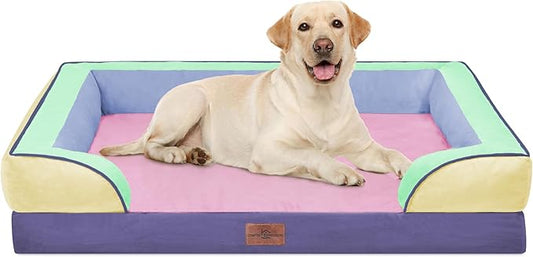Comfort Expression Orthopedic Dog Bed for Extra Large Dogs with Bolster | Waterproof Dog Couch Bed with Washable Cover & Non-Slip Bottom, Supportive Egg Crate Foam XL Pet Bed, 42x30 Inch by ComfortExpression