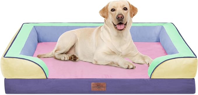 Comfort Expression Orthopedic Dog Bed for Extra Large Dogs with Bolster | Waterproof Dog Couch Bed with Washable Cover & Non-Slip Bottom, Supportive Egg Crate Foam XL Pet Bed, 42x30 Inch - Image 8