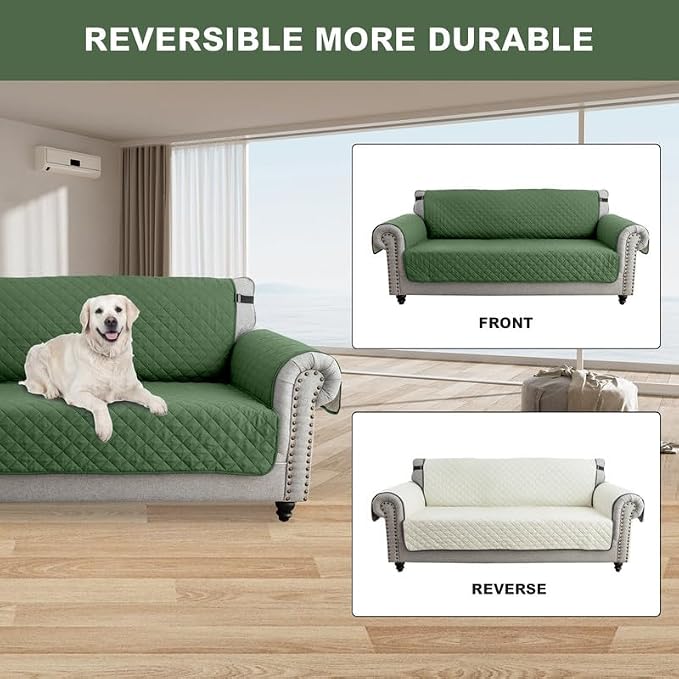 TOPCHANCES Sofa Slipcover L Shape 3pcs Reversible Sofa Cover Sectional Couch Cover 3 Seater Chaise Slip Cover with Elastic Straps for Kids Dogs Cats Pet Furniture Protector Cover - Image 6
