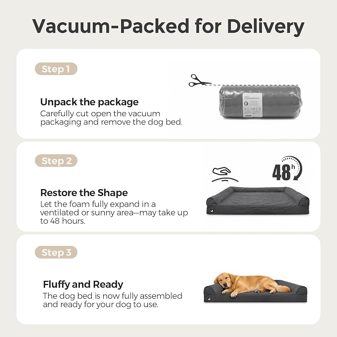 Sytopia 48in Dog Beds for Large Sized Dogs,XXL Orthopedic Pet Bed with Removable Washable Cover, Waterproof Egg Crate Foam, Non-Slip Bottom, Supports up to 100+ lbs for Old Pet, Dark Gray - Image 9