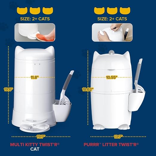 Red Rocket XL Cat Litter Trash Can Multi Kitty Twist’R Step Litter Disposal System Pack, 12x Refills Bags and 6X Charcoal Sachets, No Smell Litter Storage Container, Litter Disposal System - Image 6