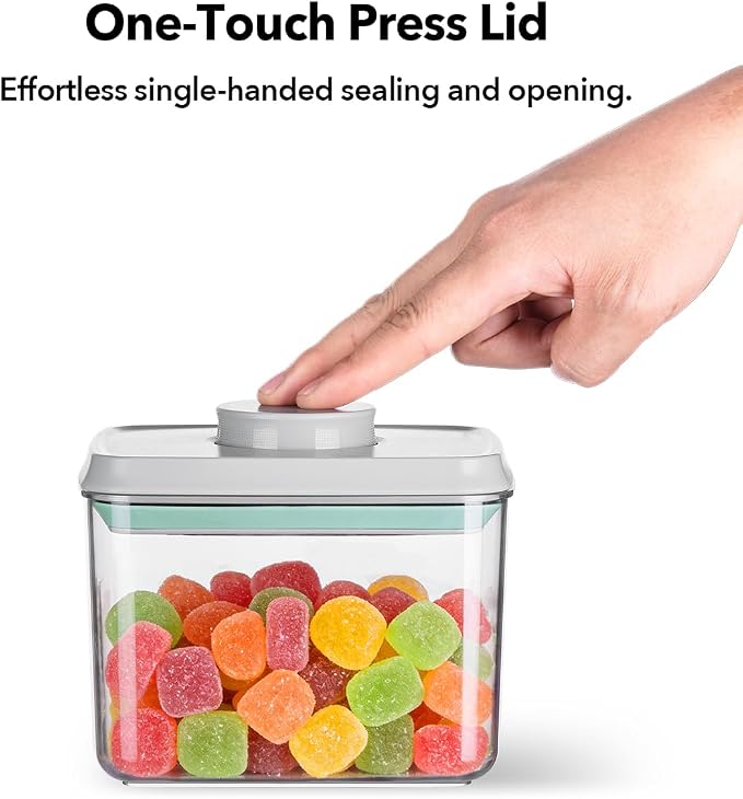 Airtight Food Storage Containers Set with One-Touch Lid, 6-Piece Multi-Size Set (0.6, 1.3, 1.9Qt)*2 Stackable Durable PET for Flour, Cereal, Snacks & Complete Pantry Organization - Image 2