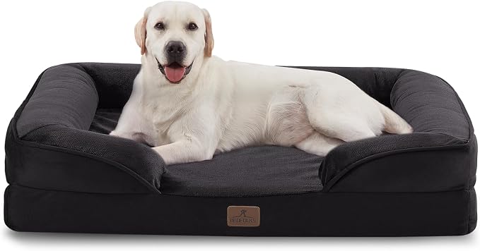 Bedfolks Orthopedic Dog Bed XL, Waterproof Dog Sofa Bed for Extra Large Dogs, Egg Foam Pet Couch Bed with Removable Washable Cover and Nonslip Bottom, Black by Bedfolks