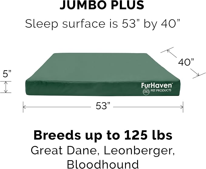 Furhaven Water-Resistant Orthopedic Dog Bed for Large Dogs w/ Removable Washable Cover, For Dogs Up to 125 lbs - Indoor/Outdoor Logo Print Oxford Polycanvas Mattress - Forest, Jumbo Plus/XXL - Image 2