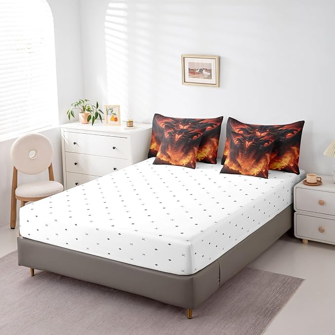 Dragon Queen Comforter Set - 7 Pcs with 1 Comforter, 1 Flat Sheet, 1 Fitted Sheet, 2 Pillowcases, 2 Pillow Shams - Image 5
