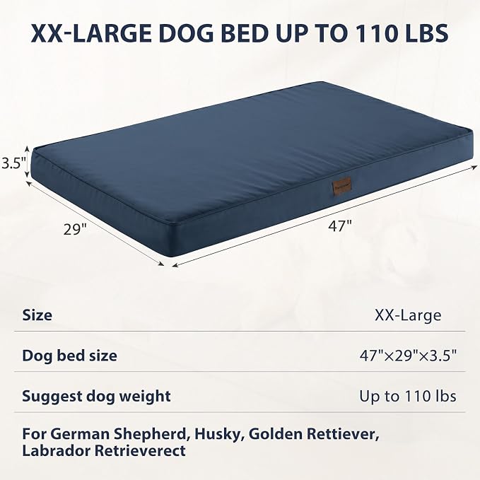 BFPETHOME Outdoor Waterproof Dog Bed for Large Dogs, Washable Cover, 47" | Outdoor & Indoor Use, Waterproof, For Medium, Large, Extra Large Dogs, Orthopedic, Egg Crate Foam, Up to 110 lbs - Image 4