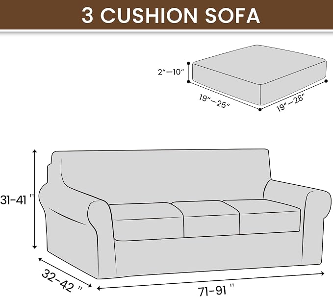XINEAGE 4-Piece Velvet Sofa Cover,Couch Covers for Dog,Pink | 3 Cushion Sofa,Stretch Non-slip Elastic, Pet-friendly, Washable, Fast Setup, Soft Plush Fabric, Furniture Protector. - Image 3