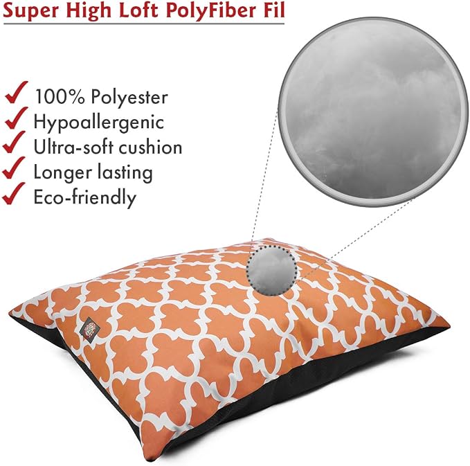 Majestic Pet Rectangle Medium Dog Bed Washable – Non Slip Comfy Pet Bed – Dog Crate Bed Super Value Pillow Dog Bed – Dog Kennel Bed for Sleeping - Dog Bed Medium Breed 35 x 28 Inch – Trellis Orange - Image 3