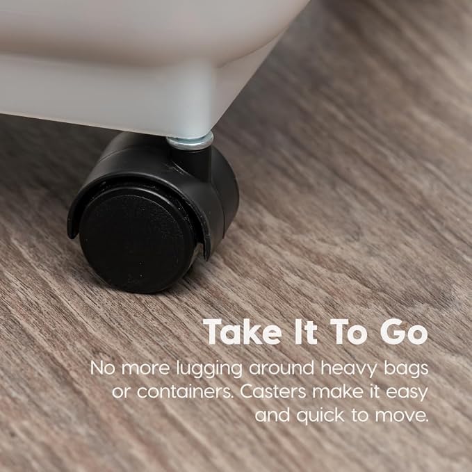 IRIS USA Airtight Dog Food Storage Container, WeatherPro, Up to 40 lbs, Removable Wheels, for Dog Cat Bird and Other Pet Food Storage Bin, Keep Fresh, Translucent Body, Made in USA, Almond/Pearl - Image 11