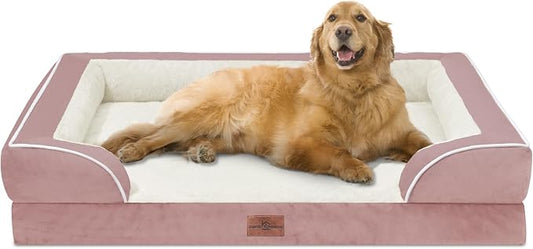 Comfort Expression Orthopedic Dog Bed for Extra Large Dogs with Bolster | Waterproof Dog Couch Bed with Washable Cover & Non-Slip Bottom, Supportive Egg Crate Foam XL Pet Bed, 42x30 Inch by ComfortExpression