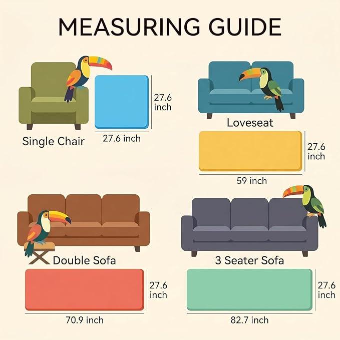 Toucans Couch Covers for Pets, Washable, Non Slip Plush Sofa Protectors, Fuzzy Pet Couch Covers, Pet Friendly (Grey, 27.6" x 70.9") - Image 6