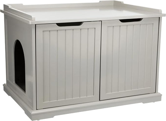 Trixie XL Furniture Litter Box Enclosure (Gray), Hidden Litter Box for Cats with Openings on Either Ends & Large Ventilations Slots, Double Doors for Easy Cleaning, Removable Divider by TRIXIE