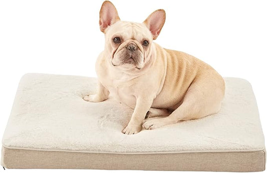 WATANIYA PET Memory Foam Medium Dog Bed, Cooling Dog Beds for Medium Dogs, Washable Orthopedic Pet Bed for Crate with Joint Relief Memory Foam, Waterproof Liner and Plush Cover (29"x 18", Beige) by WATANIYAPET