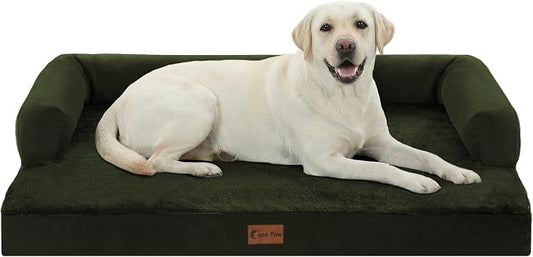 Orthopedic Dog Bed for Extra Large Dogs, 45x35in, Olive Green | Orthopedic Foam Relieves Joint Pressure, Bolsters Supports Head And Neck, Washable Cover, Non-Slip Bottom by CasaPaw