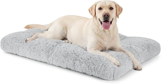 JOEJOY Large Dog Bed Crate Pad, Deluxe Plush Washable Dog Beds Fulffy Soft Kennel Pad Anti-Slip Pet Sleeping Mat for Extra Large Medium Small Dogs, 40" x 27", Grey by JOEJOY