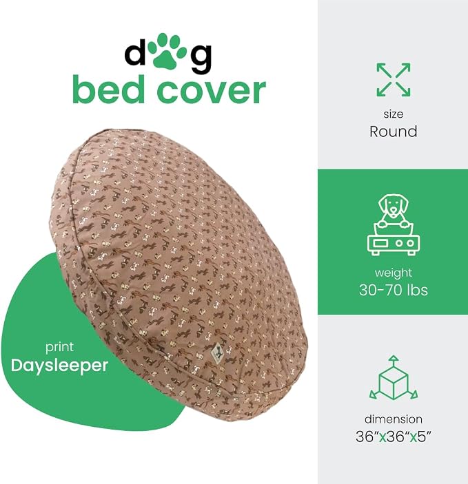 Molly Mutt Daysleeper Dog Bed Duvet Cover, GOTS-Certified 100% Organic Cotton Canvas Cover for Dog, Puppy, or Cat Bed, Durable, Washable, and Free of Harmful Chemicals, Round, 36"x5" - Image 2