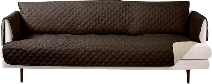 Furhaven Water-Resistant & Reversible XL Sofa/Couch Cover Protector for Dogs, Cats, & Children - Two-Tone Pinsonic Quilted Living Room Furniture Cover - Espresso/Clay, Extra Large Sofa - Image 4
