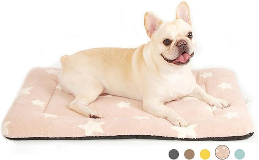 Mora Pets Dog Crate Pad Kennel Dog Bed Mat for Medium Dogs Washable Cute Star Pet Bed for Cage Ultra Soft Flat Puppy Cat Kitten Cushion for Sleeping Anti-Slip Pink 30 x 19 by MoraPets