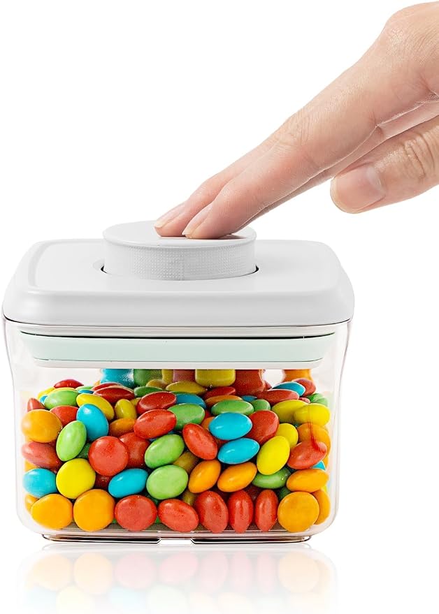 Small Airtight Container, 0.3Qt Mini Snack Jar with Pop-Top Lid | BPA-Free Stackable Food Storage for Candy, Nuts, Dog Treats, Brown Sugar, Tea Bags, Spices and Everyday Pantry Essentials by Tourdeus