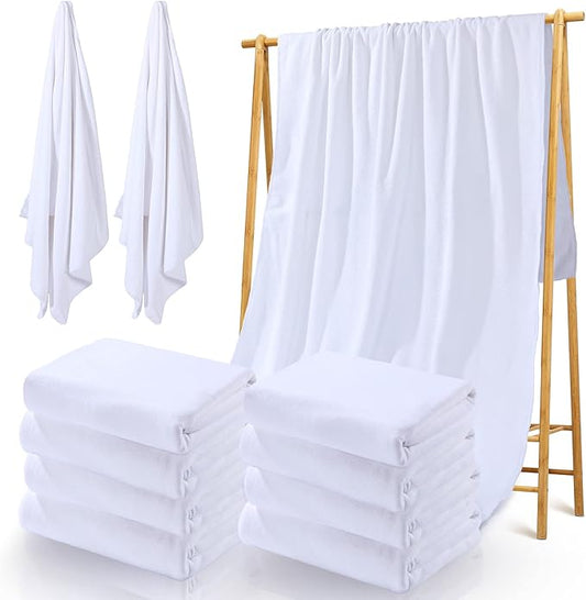 Breling 8 Pieces Sublimation Blank Bath Towel Microfiber Polyester Thick Towel Absorbent White Towel for Sublimation DIY Home Bathroom, 60 x 27 Inch by Breling