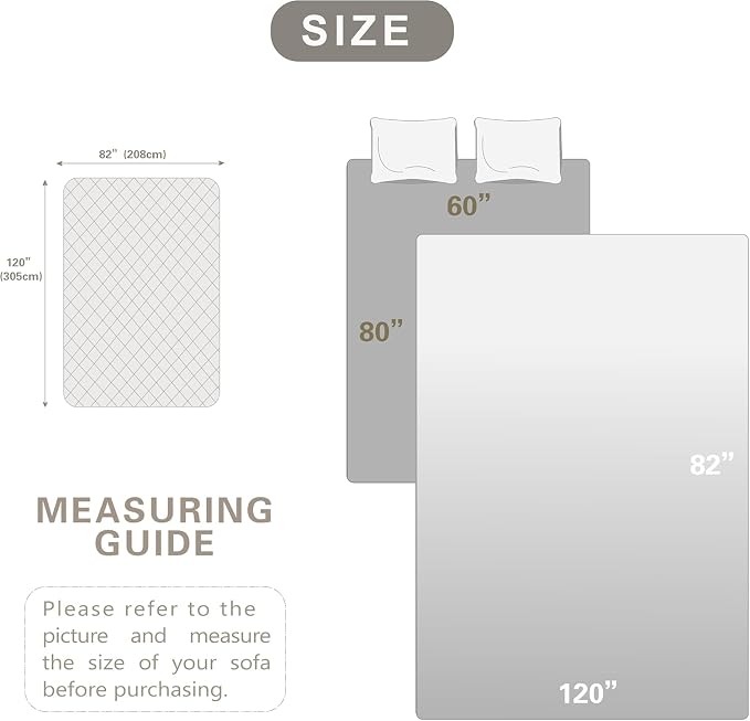 Waterproof Dog Bed Cover, Dog Pad Soft Plush Pet Blanket with Anti-Slip Back for Bed Couch Sofa, Furniture Protector for Small, Medium and Large Dogs and Cats (Light Gray-Bubble, 82"x120") - Image 3