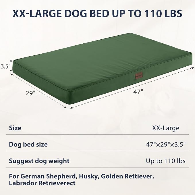 BFPETHOME Outdoor Waterproof Dog Bed for Large Dogs, Washable Cover, 47" | Outdoor & Indoor Use, Waterproof, For Medium, Large, Extra Large Dogs, Orthopedic, Egg Crate Foam, Up to 110 lbs - Image 4