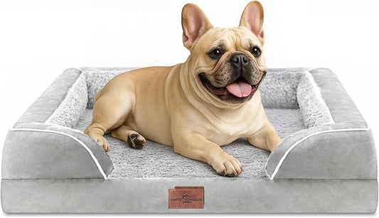 Comfort Expression Orthopedic Dog Bed for Medium Size Dog with Bolster | Waterproof Dog Couch Bed with Washable Cover & Non-Slip Bottom, Supportive Egg Crate Foam Medium Pet Bed, 30x20 Inch by ComfortExpression
