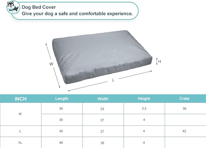 Explore Land Scratch Resistance Dog Bed Cover Canvas Washable Dog Crate Pad Replacement Cover, 36Lx27Wx4H inch, Charcoal - Image 4