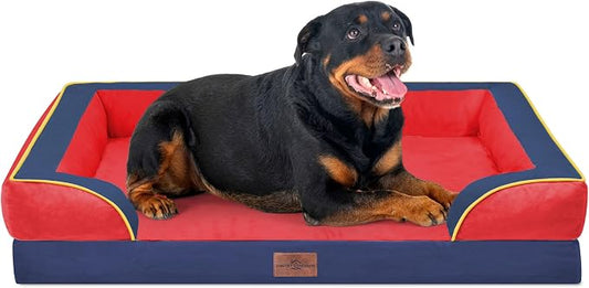 Comfort Expression Orthopedic Dog Bed for Extra Large Dogs with Bolster | Waterproof Dog Couch Bed with Washable Cover & Non-Slip Bottom, Supportive Egg Crate Foam XL Pet Bed, 45x35 Inch by ComfortExpression