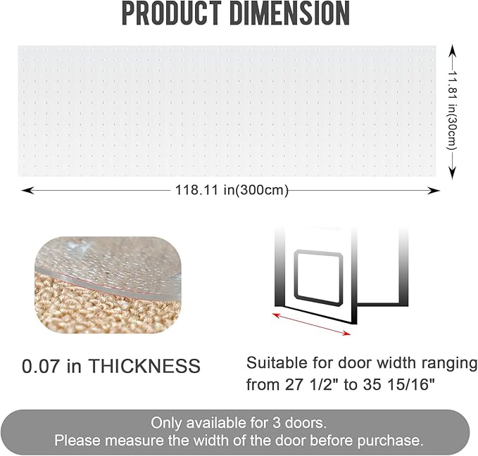 Uross Carpet Protector for Pets 9.84FT - Anti-Scratch Mat for Doorway, Under Door Floor Protector, Cat Scratch Stopper - Image 2