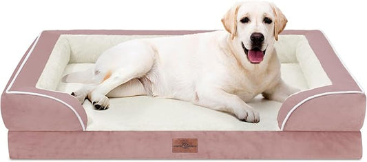 Comfort Expression Orthopedic Dog Bed for Extra Large Dogs with Bolster | Waterproof Dog Couch Bed with Washable Cover & Non-Slip Bottom, Supportive Egg Crate Foam XL Pet Bed, 45x35 Inch by ComfortExpression