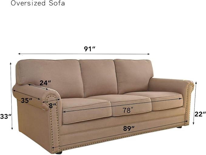 Easy-Going Stretch Oversized Sofa Couch Slipcover Washable Cream | 1-Piece Extra large Sofa Cover Furniture Protector Couch Soft with Bottom for Kids, Polyester Spandex Jacquard - Image 3