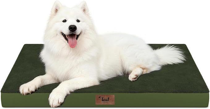 Large Waterproof Orthopedic Dog Bed with Egg Crate Foam | Fits 42x28 Crates, TPU Waterproof Layer, 1680D Washable Oxford Cover, Portable Handle, Indoor & Outdoor Use, Up to 80 lbs by TailStories