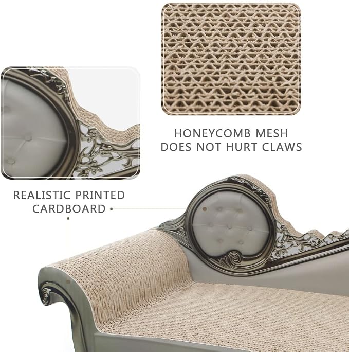 SONGWAY Cat Scratcher Sofa Bed - Corrugated Cardboard Scratching Pad, Luxury Cat Lounge Bed, Furniture Protecter with Textured Scratcher Mat - Image 3