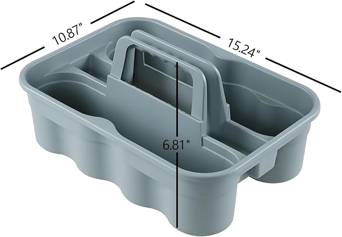 6-Pack Plastic Cleaning Storage Caddy, Gray | Cleaning Supply Carry Caddy - Image 2