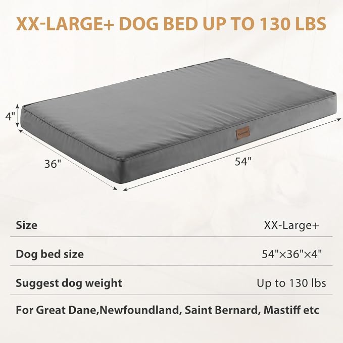 BFPETHOME Outdoor Waterproof Dog Bed for Large Dogs, Washable Cover, 54" | Outdoor & Indoor Use, Waterproof, For Medium, Large, Extra Large Dogs, Orthopedic, Egg Crate Foam, Up to 130 lbs - Image 4