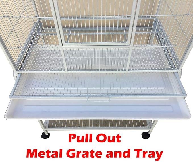 64" Extra Large Wrought Iron Side Nesting Box Doors for Flight Breeding Canary Parakeet Cockatiel Lovebird Finch Bird Flight Home Cage Easy to Clean Pull Out Tray with Removable Rolling Stand - Image 6