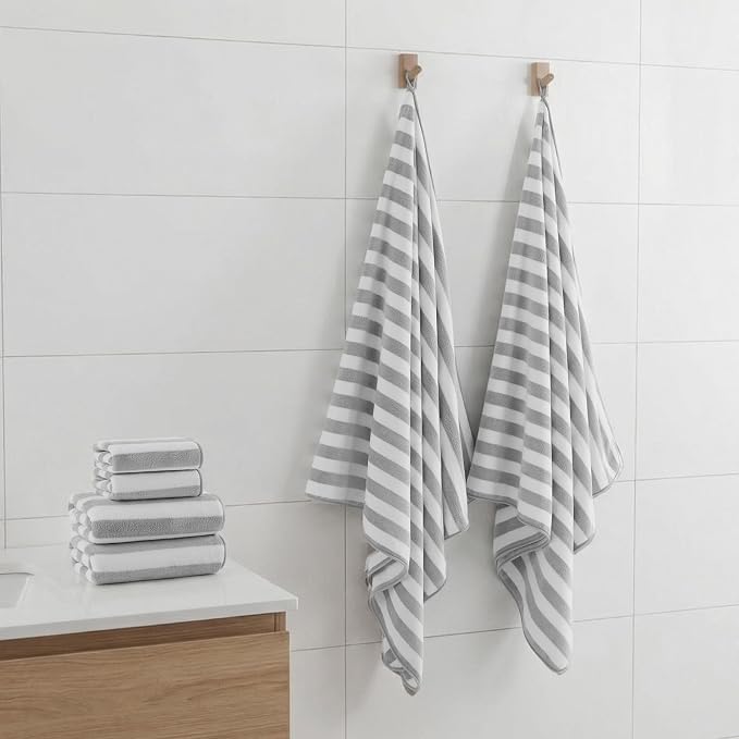REDKISS Ultra Soft Bath Towel Sets 6-Piece 35"x70" | 100% Microfiber, Highly Absorbent & Quick Dry | Grey Towels for Bathroom, Spa, Gym | 2 Bath, 2 Hand, 2 Washcloths - Image 5