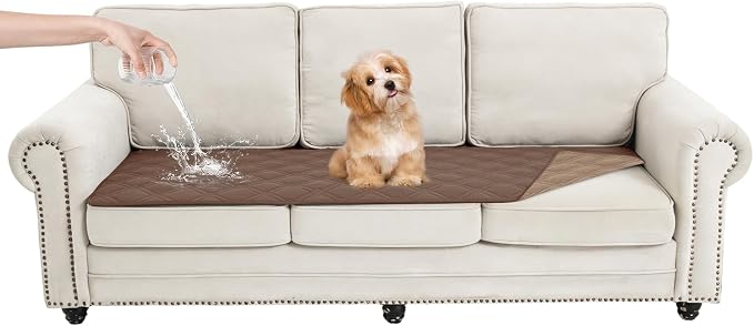 100% Waterproof Dog Bed Cover Pet Blanket(30"x71"),7-Layer Reversible Washable Sofa Couch for Furniture Car (Dark Brown+Taupe) by Unknown