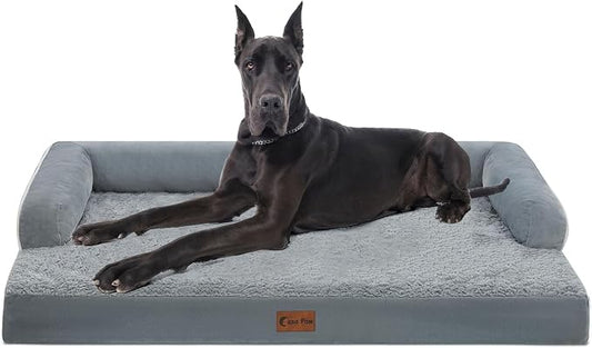 Waterproof Orthopedic Dog Bed for Extra Large Dogs, 53x42in, Grey | Orthopedic Foam Relieves Joint Pressure, Bolsters Supports Head And Neck, Washable Cover, Non-Slip Bottom by CasaPaw