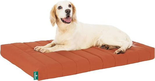 Furhaven Orthopedic Dog Bed – Puffy Quilted Foam Mattress with Removable Washable Cover, Soft & Supportive for Kennels & Crates - Large, Rust by FurHaven