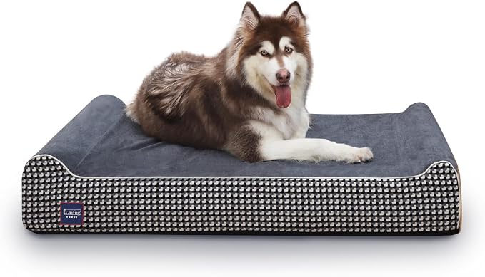 Laifug Orthopedic Dog Beds for Large Dogs,7" Memory Foam Dog Beds,Durable Water Proof Liner Removable and Washable, Nonskid Bottom, Black and White Plaid 50"x36"x10" by Laifug