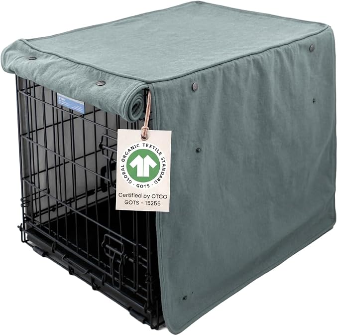 Molly Mutt Quiet Light Dog Crate Cover, GOTS-Certified 100% Organic Cotton Canvas Cover for Dog or Puppy Kennel and Cage, Washable, Free of Harmful Chemicals, X-Large, Fits 42"x28"x31" Crate by MollyMutt